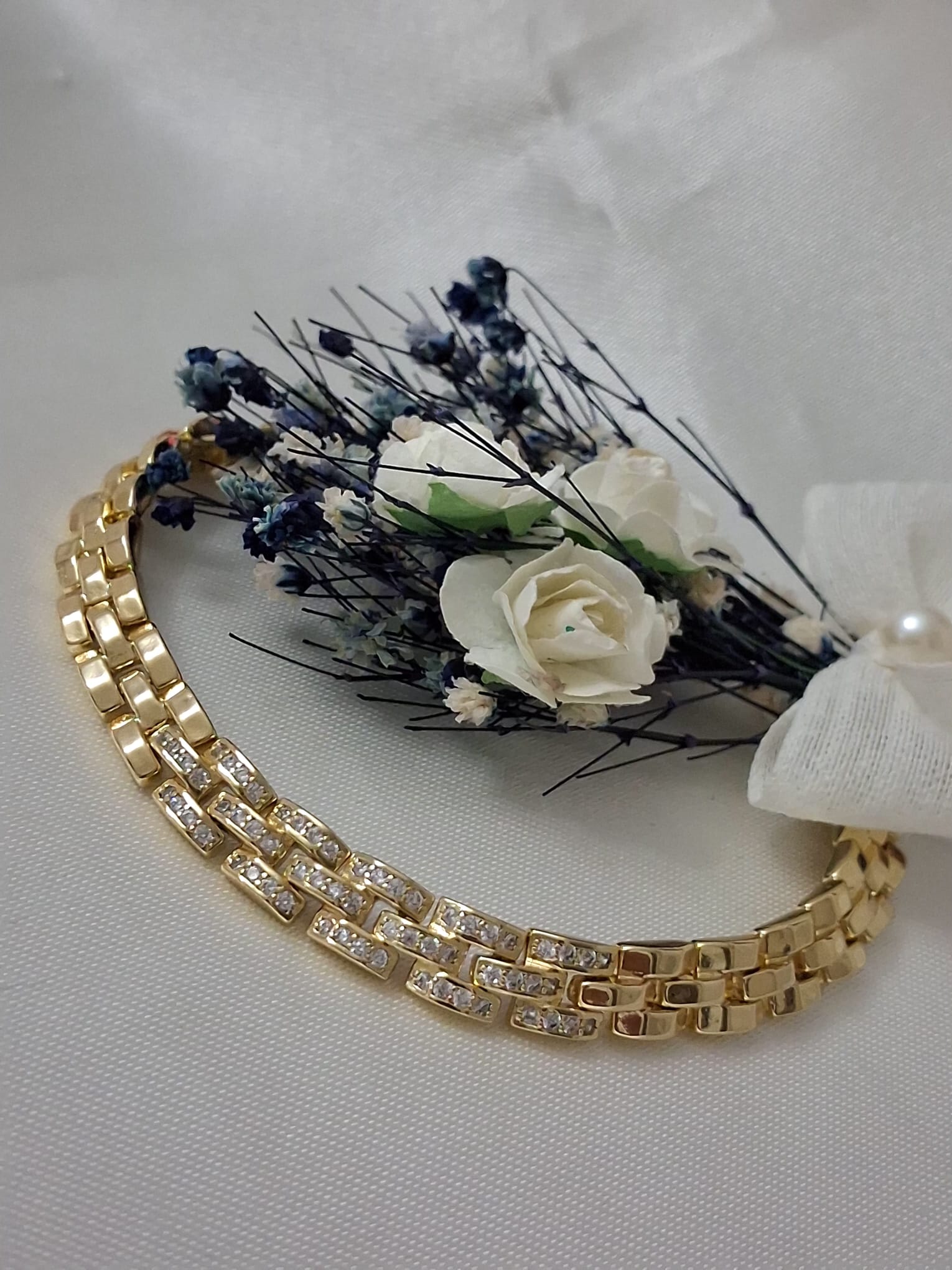 XUPING Bileklik - Kare Taş Dizili, Arası İşlemeli